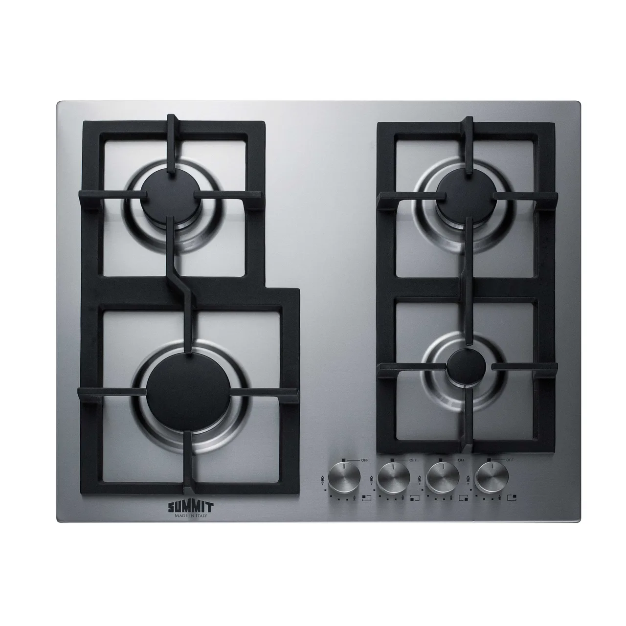 Summit GCJ4SS 24" Built-In Gas Cooktop/Hotplate with (4) Burners, Stainless Steel Surface, 25.400 BTU