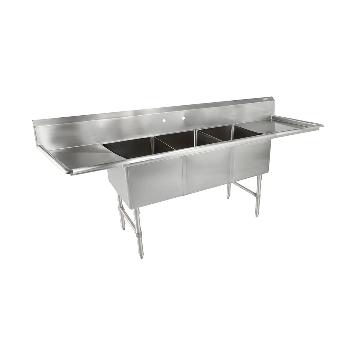 John Boos 43PB2028-2D30 123" Three Compartment Sink, 20"W x 28"L Bowl With 2 Drainboards