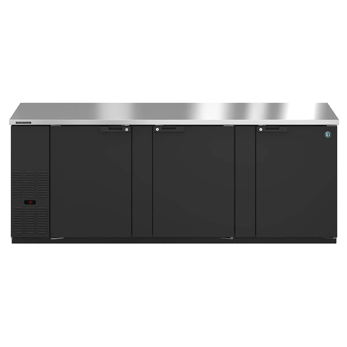 Hoshizaki BB95 95" Three Section 3 Swinging Solid Door Back Bar Cooler, 32.40 cu. ft.