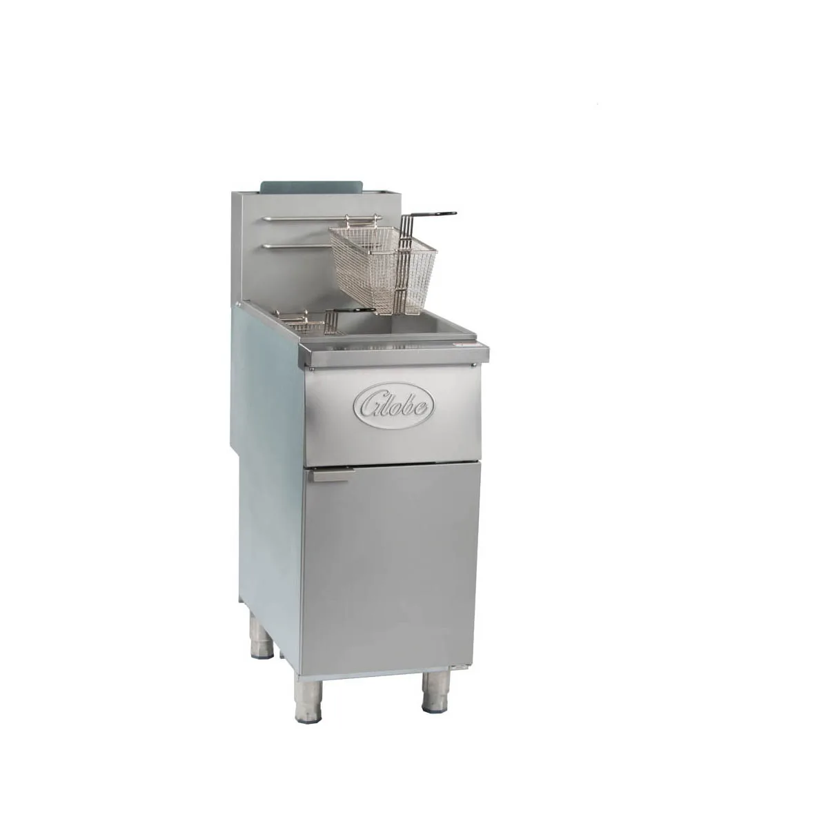 Globe GFF35G 15" Full Pot Floor Model Natural Gas Fryer w/ 35-lb Capacity, 2 Baskets - Open Box