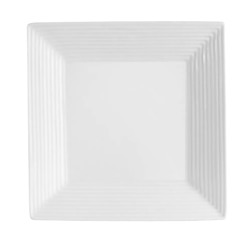 CAC China CBS-SQ21 Cambridge Plate, 12" L x 12" W x 1-1/8" H, White Porcelain Embossed Rim - Dozen