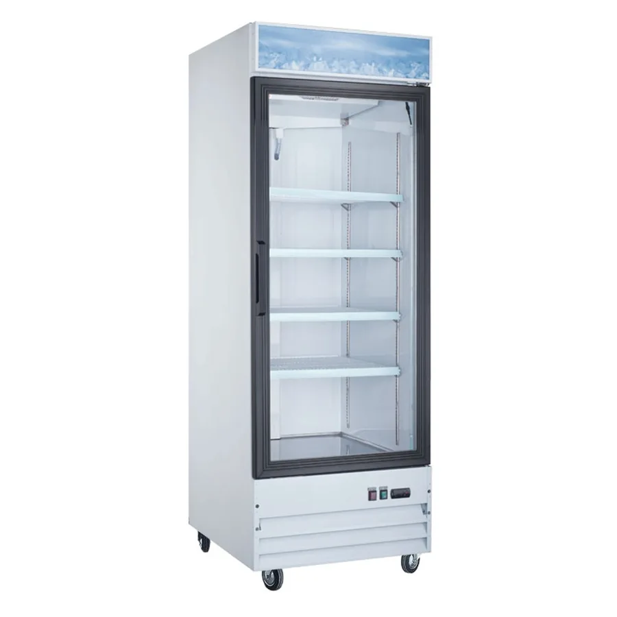 Omcan USA 50036 28" 1-Section Merchandiser Refrigerator with Glass Door in White, 23 cu. ft.