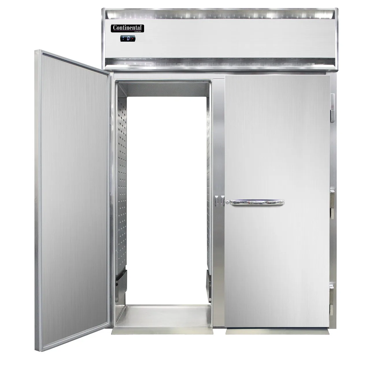 Continental Refrigerator D2FINSSRT 68" 4-Solid Door Roll Thru Freezer, Top Mounted, 64 cu. ft., Stainless Steel