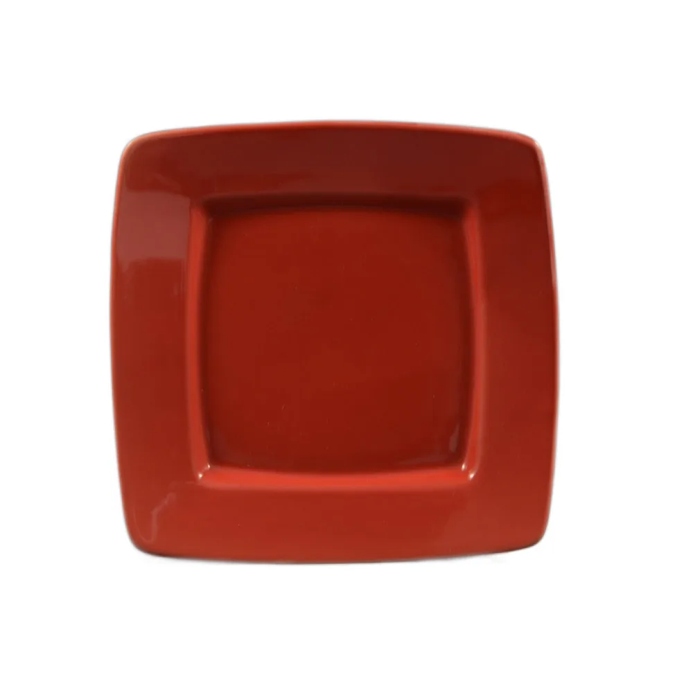 CAC China R-S8Q-R Clinton Plate, 8-7/8" Square, 8-7/8" x 8-7/8" x 3/4", Red Ceramic – 1 Dozen