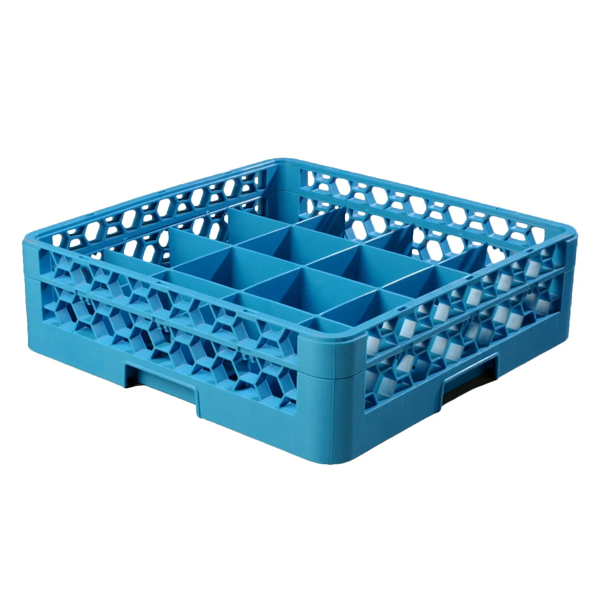 Carlisle RC16-114 OptiClean Dishwasher Cup Rack, 16‑Compartment Blue Polypropylene, Double‑Wall Construction