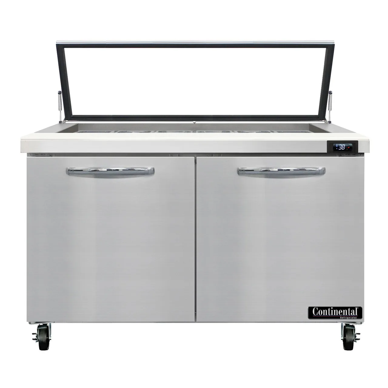 Continental Refrigerator SW48N18M-HGL 48" Mega Top Sandwich Prep Table w/ 2 Doors, 18 pans