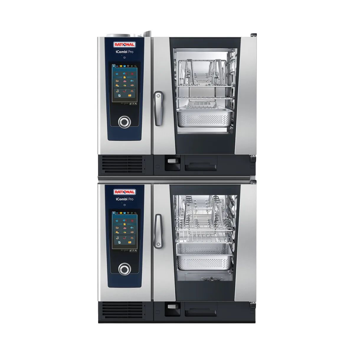 RATIONAL ICP 6-HALF ON 6-HALF E 208/240V 3 PH-QS Half Size 12 Pan Electric Combi Oven w/ Programmable Controls, Double Stack
