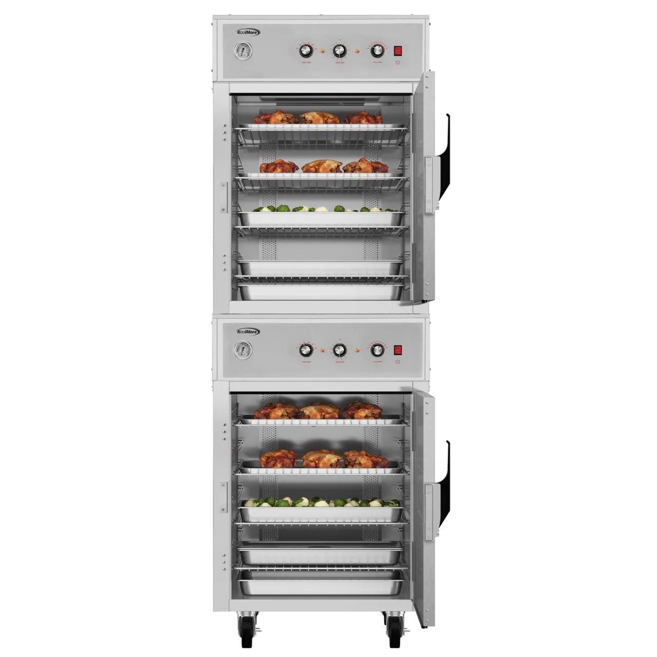 Koolmore KM-CCAH3-2D 2-Section 2-Door Dutch Door Heated Holding Cabinet, 33.31"W x 27.46"D x 81.18"H, Stainless Steel