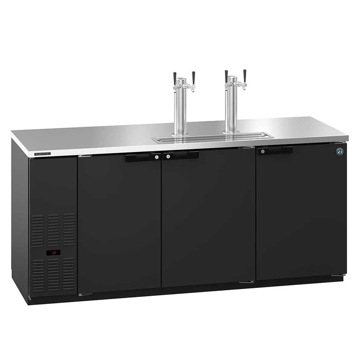 Hoshizaki DD80 Black Double Tap Kegerator Beer Dispenser - Four 1/2 Keg Capacity