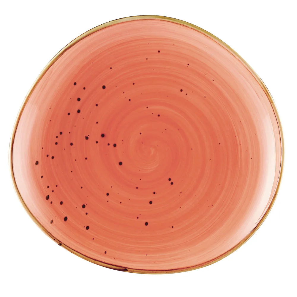 CACChina TUS-16-CRL Tucson Plate, 10-3/8"×9-5/8" Coral Porcelain, Dishwasher/Oven/MW Safe - Dozen