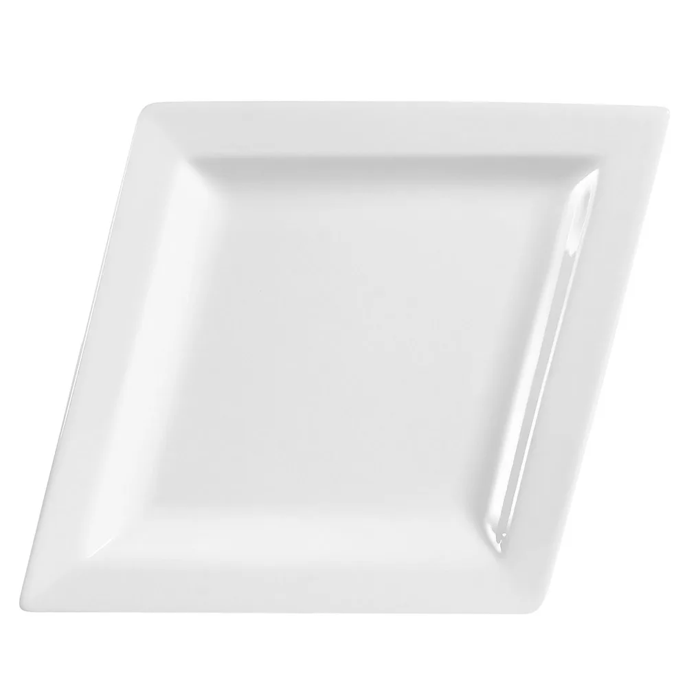 CAC China DM-C41 Diamond Platter, 14-1/2" L x 11" W x 1-1/2" H, Coupe Rim, White Porcelain - Dozen