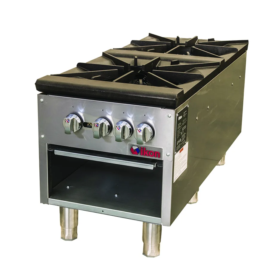 IKON ISP-18-2 18" Gas Stock Pot Range w/ (2) Three Ring Burners, Front to Back Design, Manual Controls, 160.000 BTU