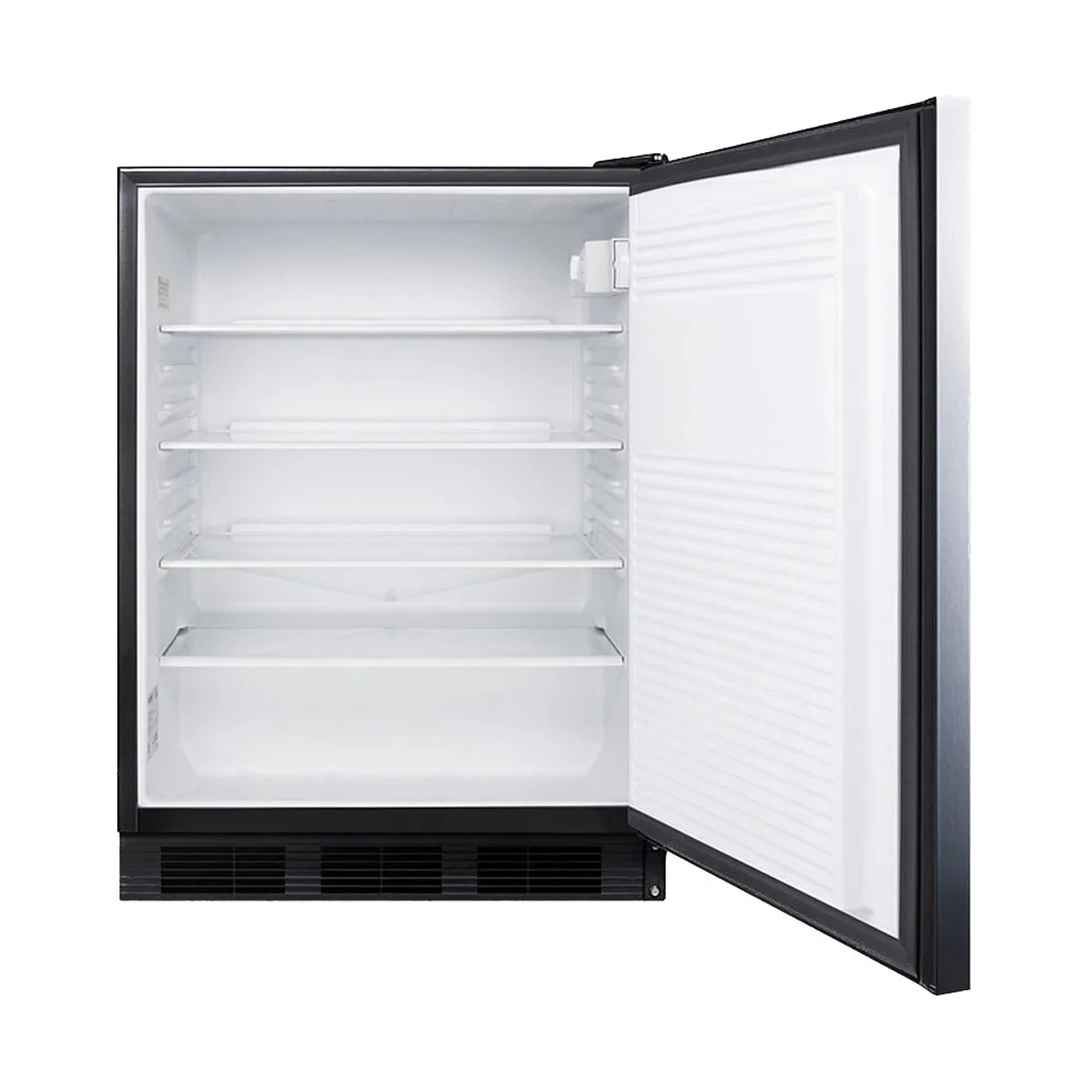 Summit FF7BKBISSHH 24" Built-in Undercounter Refrigerator in Black, Stainless Steel Door, 5.5 cu. ft.