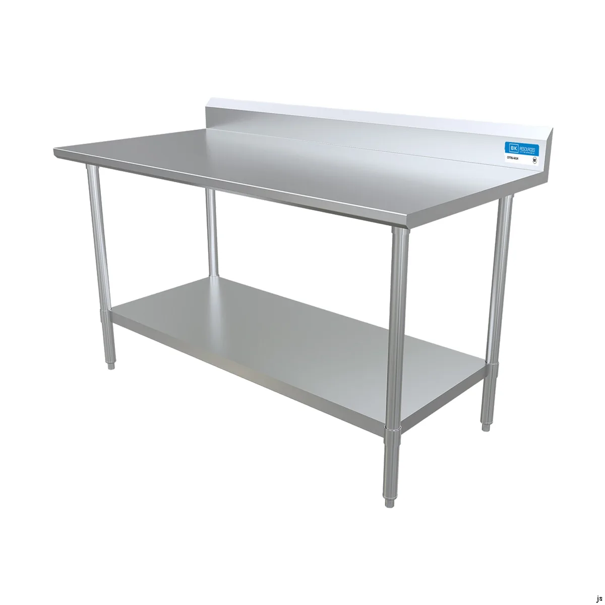 BK Resources CVTR5-6024 60" Open Base Work Table with Undershelf, 5" Backsplash / 16 Gauge Top