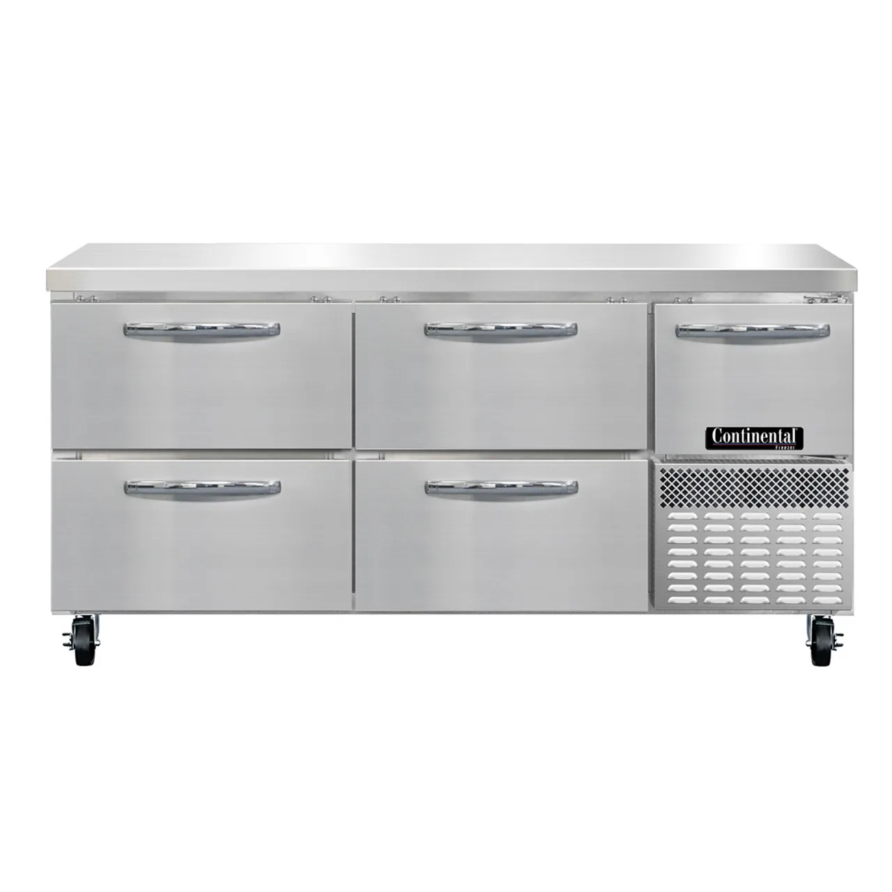 Continental Refrigerator FA68SN-D 68" 2-Section Worktop Freezer w/ 4 Drawers & 1 Half Door