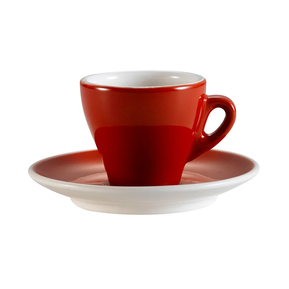 CAC China E-3-R - Porcelain Cup & Saucer Set, 3.5 oz 2-3/8" Cup, 4-7/8" Saucer, Red White - Set