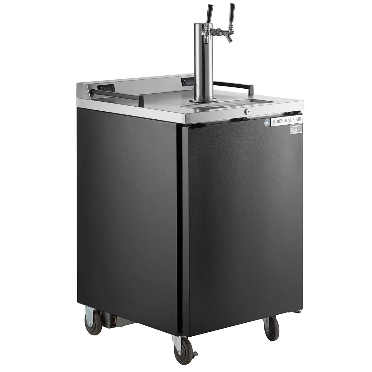 Beverage Air DZ24-1-B Dual Zone 24" Keg Cooler, Black, 7.44 cu ft, 4 1/6-Barrel Kegs, 2-Tap, Comp