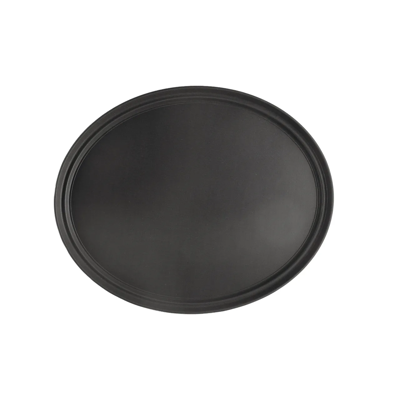 CAC China FGTO-2722BK Non-Slip Oval Serving Tray, 27" x 22", Fiberglass, Black, NSF Certified