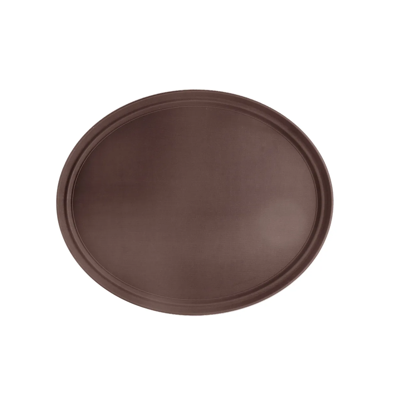 CAC China PDTO-2722BN Super Tray, Oval Plastic Serving Tray, 27" x 22" Brown, NSF Certified