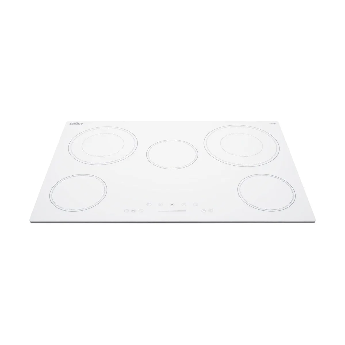 Summit CR5B30T8W 30" Electric Radiant Cooktop w/ (5) Burners, White Ceramic Glass, Digital Controls, 7.2 kW, 240v
