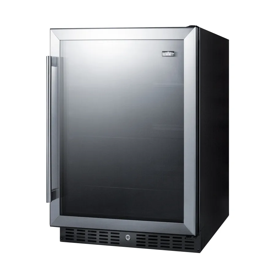 Summit AL57G 24" Built-in Undercounter Glass Door Refrigerator in Black, ADA compliant, 5 cu. ft.