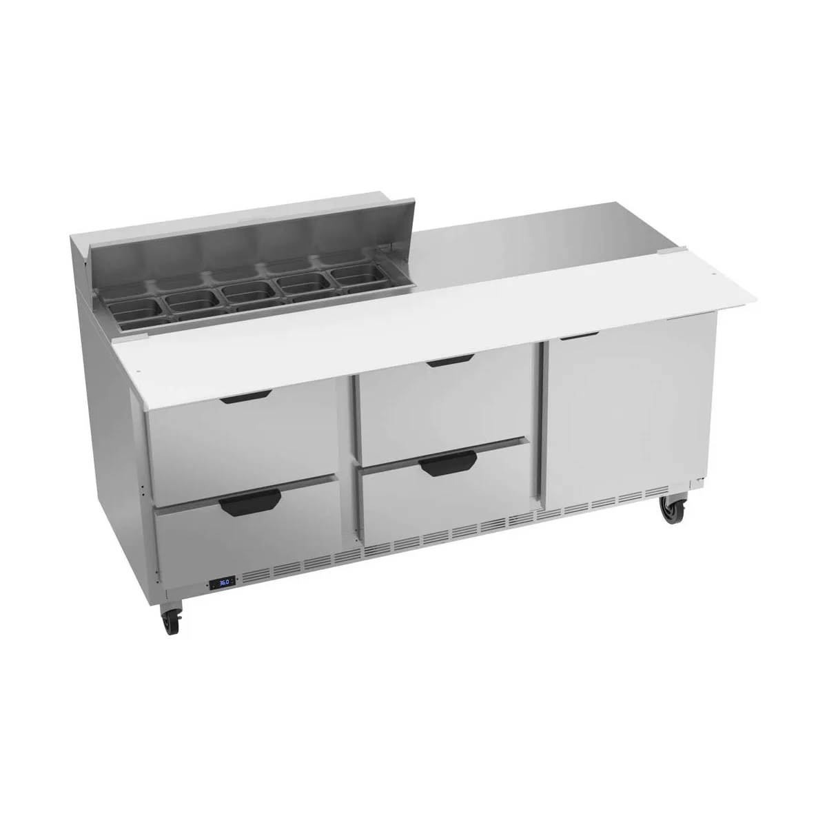 Beverage Air SPED72HC-10C-4 72" Three Section Sandwich/Salad Prep Table w/ 4 Drawers & 1 Door, 10 Pans