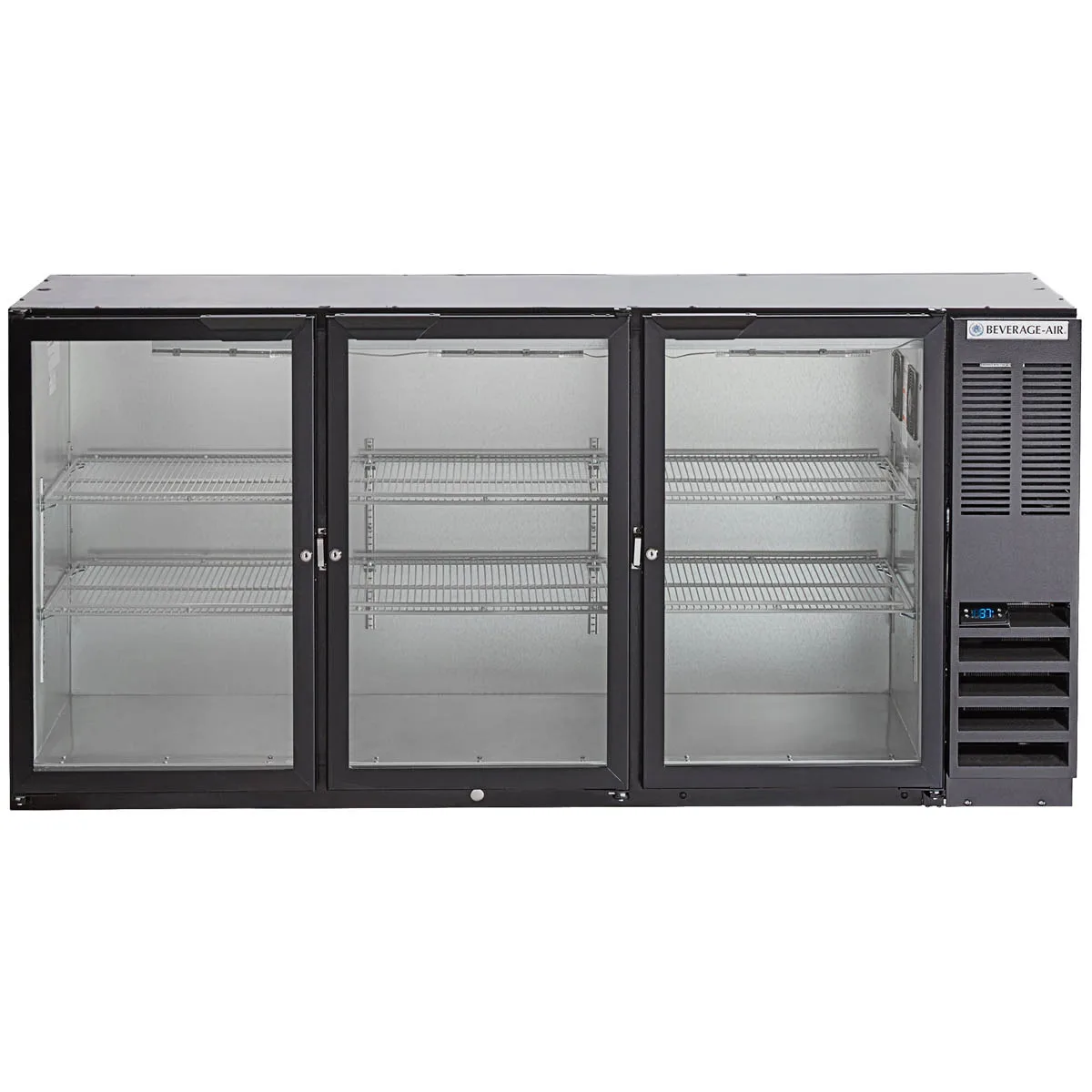 Beverage Air BB72HC-1-G-B 72" Three Section Back Bar Cooler with Glass Door, 19.92 cu. ft.