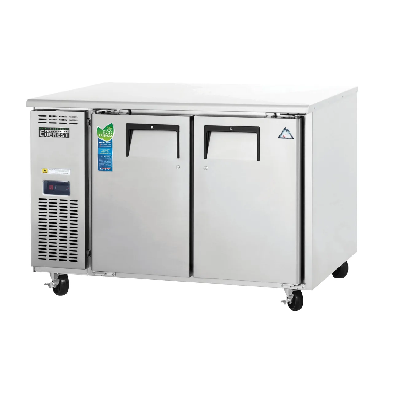 Everest Refrigeration ETR2 48" 2-Door Undercounter Refrigerator, Stainless Steel, 13 cu. ft.