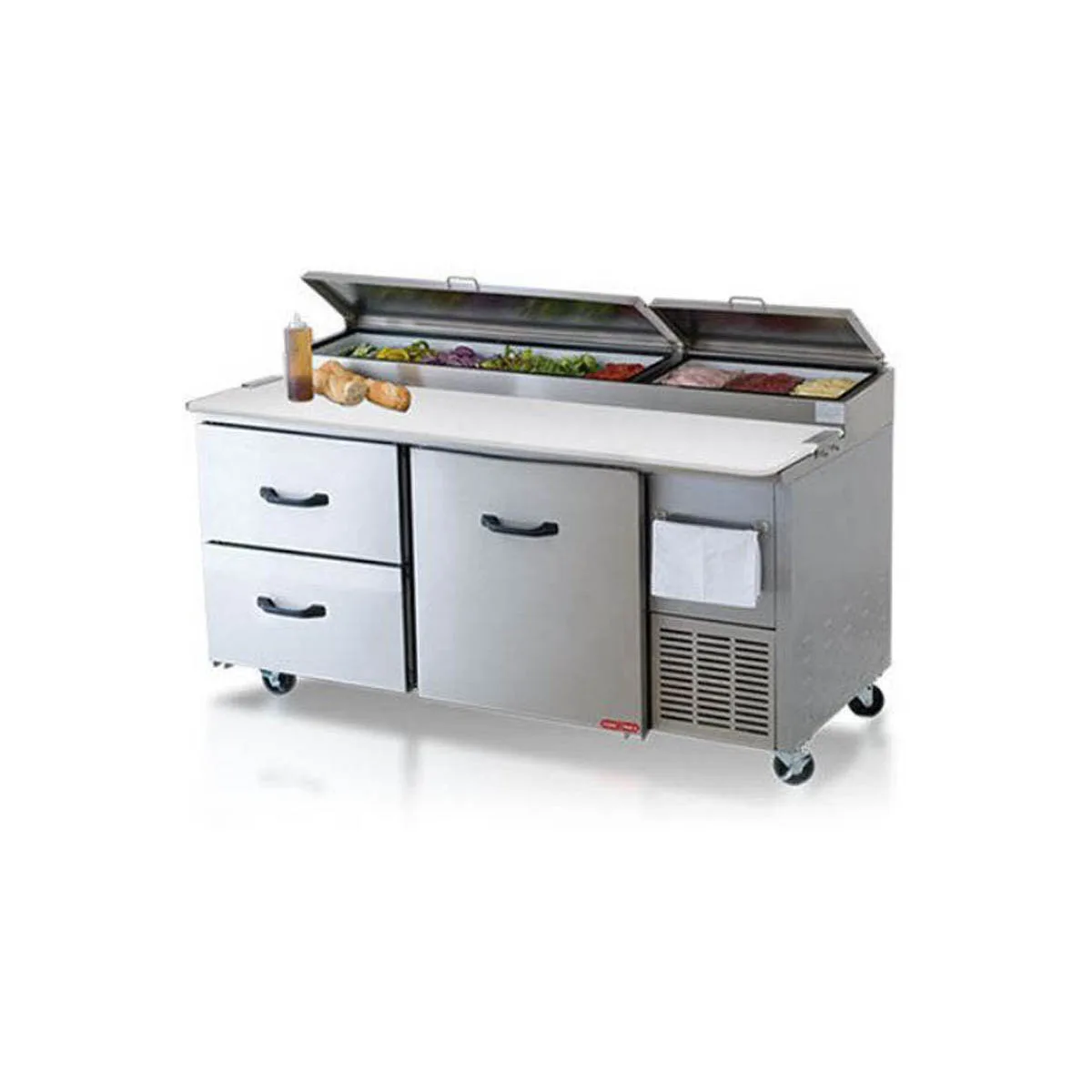 Pro-Kold  PPT 67 21 67" 2-Section Refrigerated Pizza Prep Table w/ 2 Drawers & 1 Door