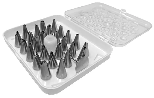 Omcan USA 48897 26-Piece Seamless Stainless Steel Cake Decorating Set, Skull Design - 26/Set