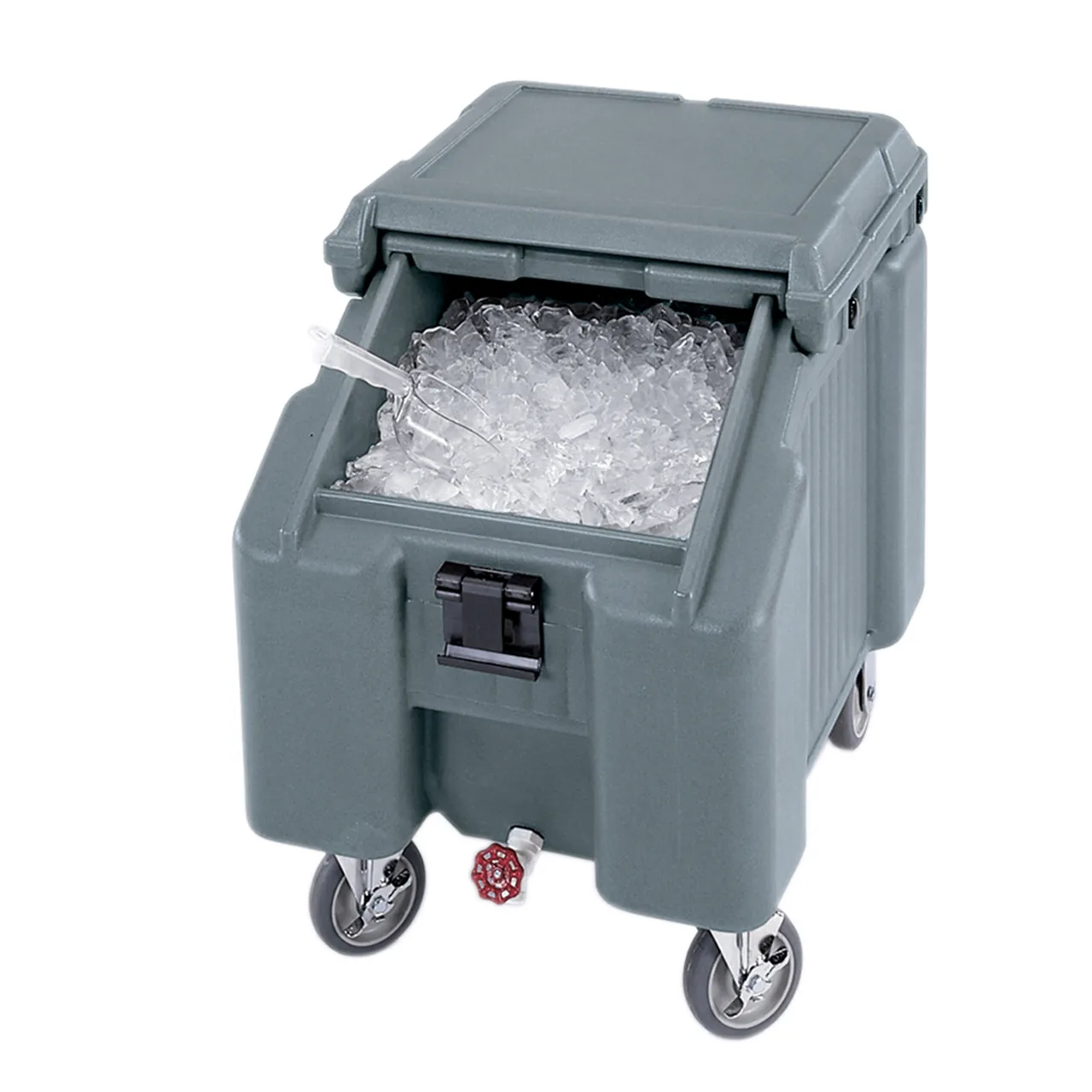 Cambro ICS100L191 Plastic Mobile Ice Bin / Ice Caddy, 100 lb, Granite Gray