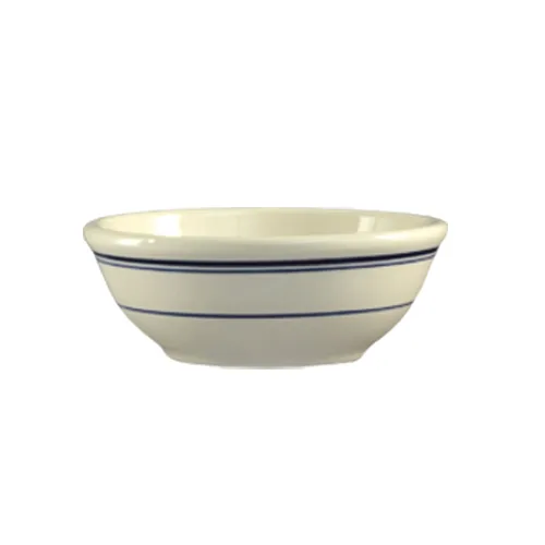 CAC China BLU-15 - Blue Line Nappie, 12-1/2 oz, 5-5/8" dia x 2" H, Ceramic, Blue Band - Dozen