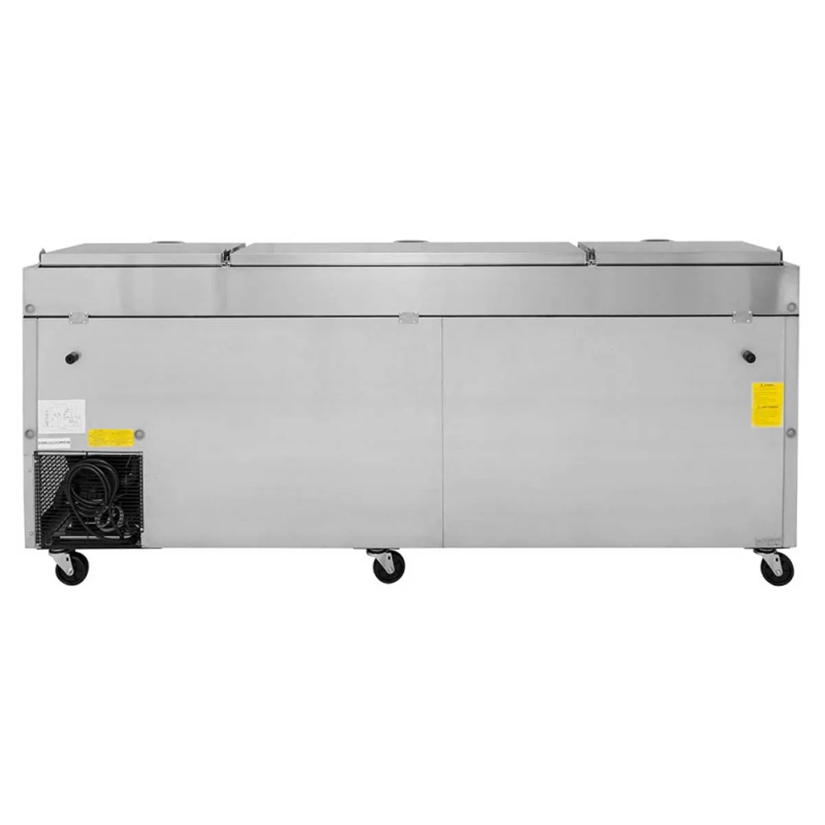 Turbo Air TPR-93SD-N 93" Refrigerated Pizza Prep Table w/ 3 Doors, 12 Condiment Pans