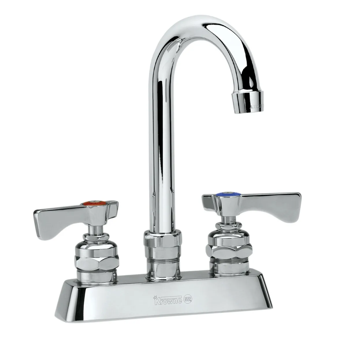Krowne 15-325L Royal Series Low Lead Deck Mount Faucet w/ 4" Centers, 3.5" Gooseneck Spout