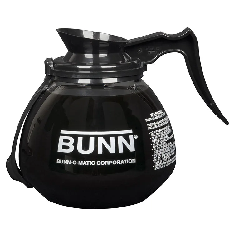BUNN 42400.0203 Coffee Decanter – 64 Oz. (2 Qt) Glass, RFID Enabled, Black Handle – 3/Case