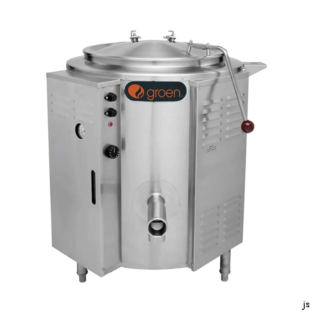 Groen AH/1E-100 100 Gallon Floor Stationary 2/3 Steam Jacketed Gas Kettle, Tri-Leg Base, 145.000 BTU