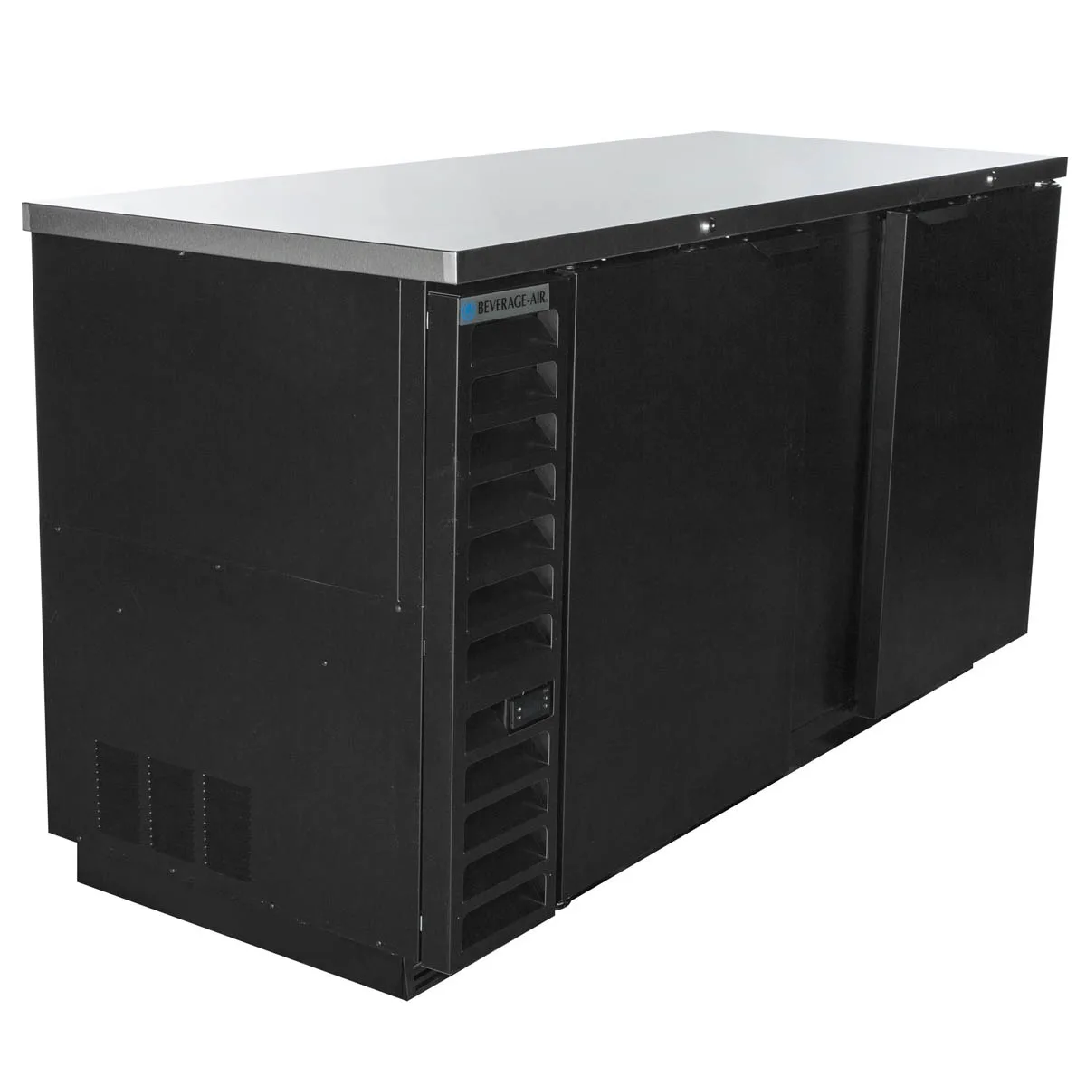 Beverage Air BB68HC-1-B 69" 2 Section Black Back Bar Cooler with Solid Door