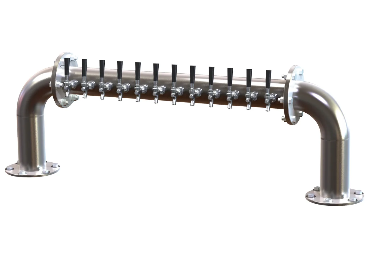 Perlick 4066-10R Pass-Thru Brew Pipe Draft Beer Dispensing Tower, 10 Faucets