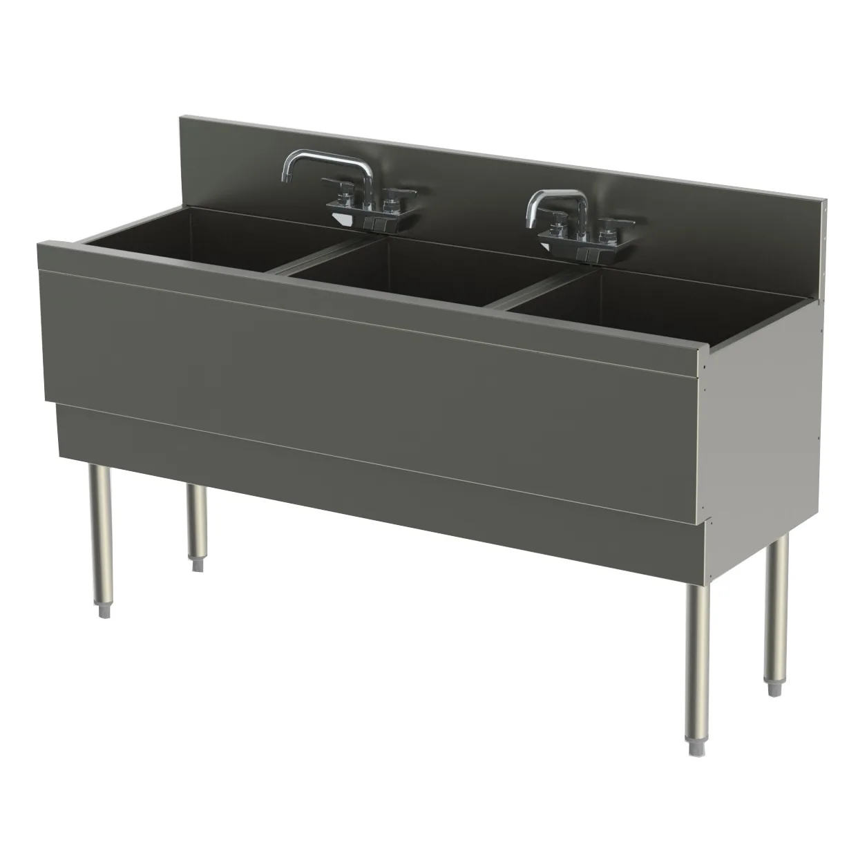 Perlick TSF54M3-EC 54" Underbar Sink Units, 3 Compartment without Drainboard