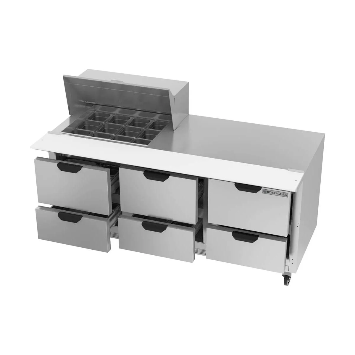 Beverage Air SPED72HC-12M-6 72" Mega Top Sandwich/Salad Prep Table w/ 6 Drawers, 12 Pans