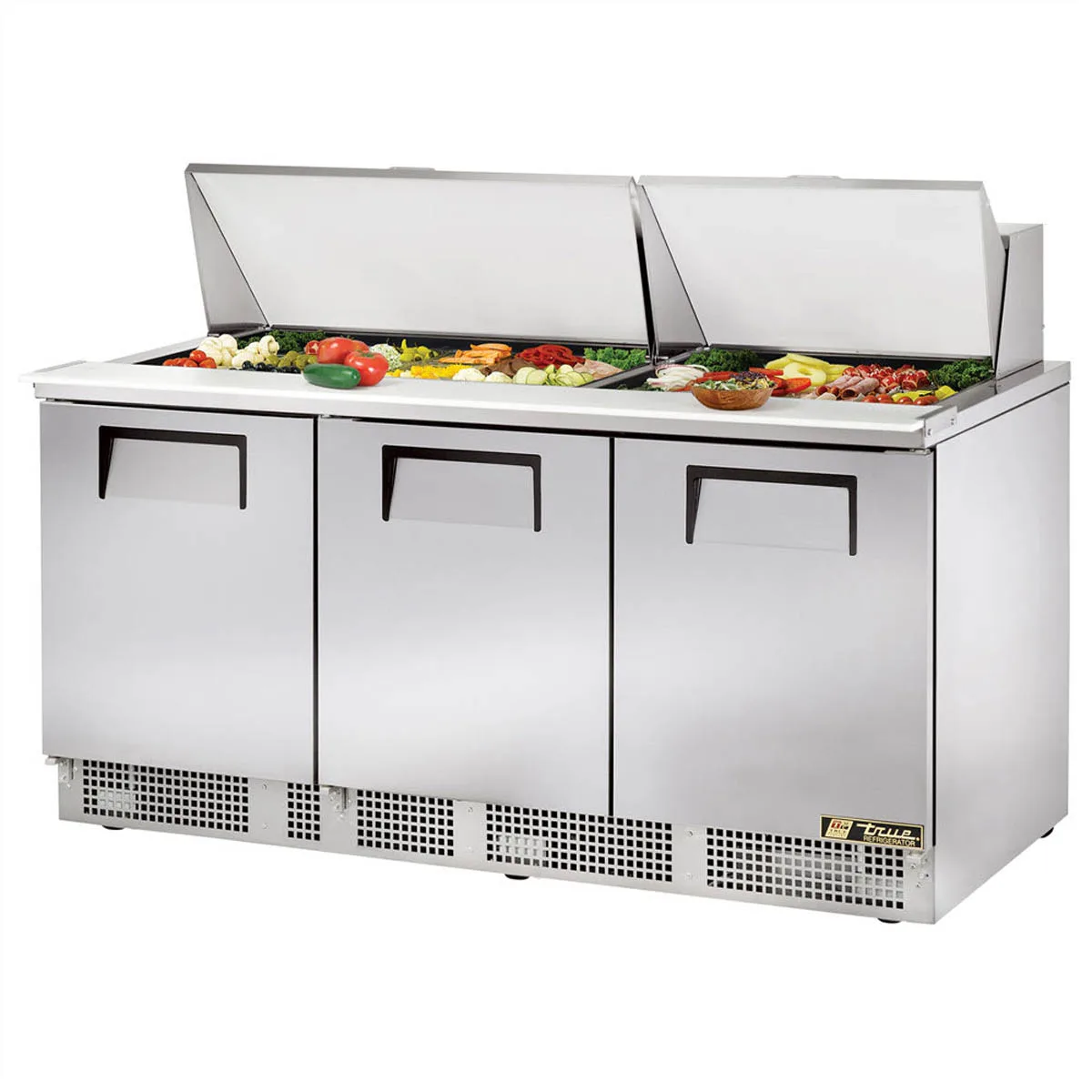 True TFP-72-30M-HC 72" Mega Top Sandwich/Salad Prep Table w/ 3 Doors, 30 Pans