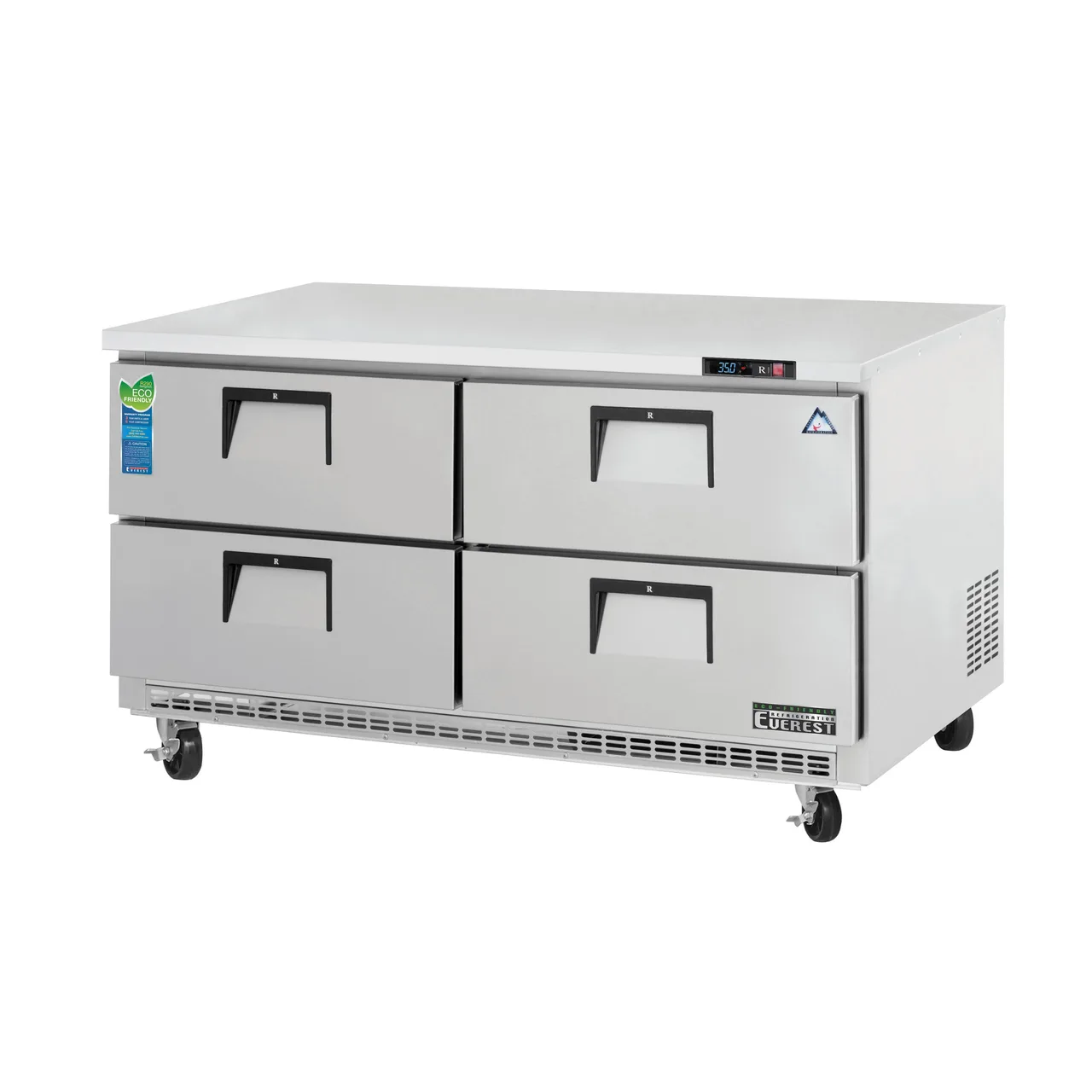 Everest ETBWR2-D4 59" 4-Drawer Undercounter Refrigerator, Steel Finish, Breathing, 18 Cu Ft