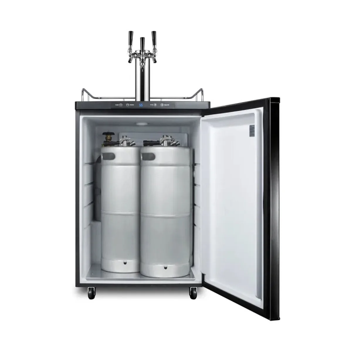 Summit SBC635MTRIPLE - 24" Black Keg Cooler, 5.6 Cu.ft., 3‑Tap Triple Draft, R600a, CARB Compliant