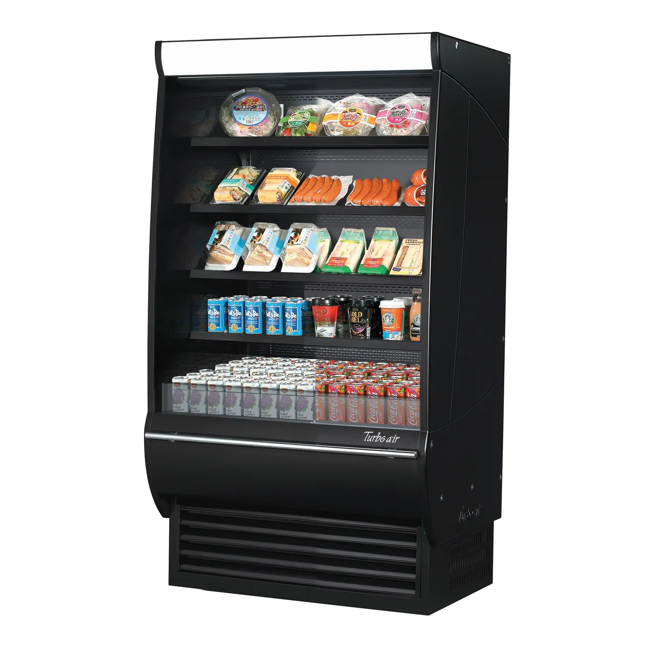 Turbo Air TOM-36DXB-SP(-A)-N 36" Extra Deep Vertical Open Air Merchandiser in Black, Self-Contained
