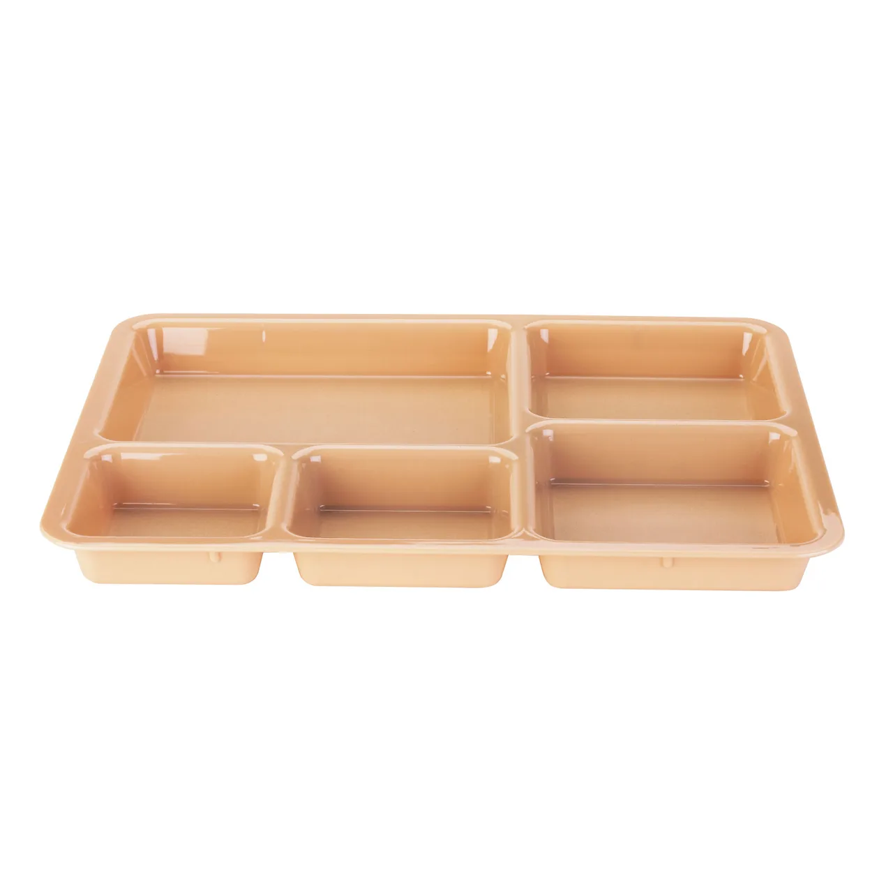 Cambro 1411CW133 5-Comp Tray-On-Tray, Beige Polycarbonate, 14.38" L x 10.56" W x 1.25" D, NSF