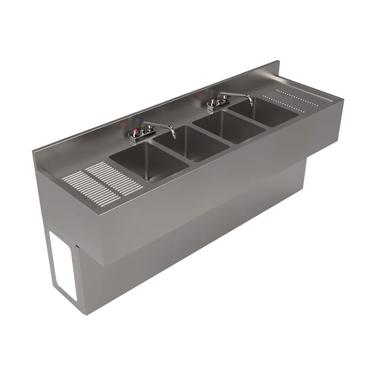 BK Resources UBB-21-472TS Underbar Sink Units, 4 Compartment with 2 Drainboards