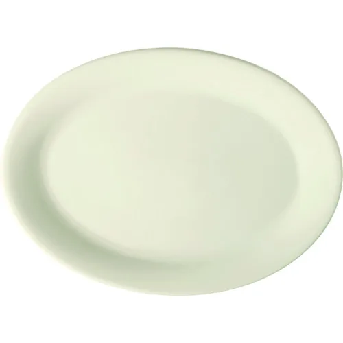 GET PP1100737624 Oval Platter, 7-1/2" x 5" Porcelain White Rimmed Rolled Edge Microwave Safe-1 Dozen