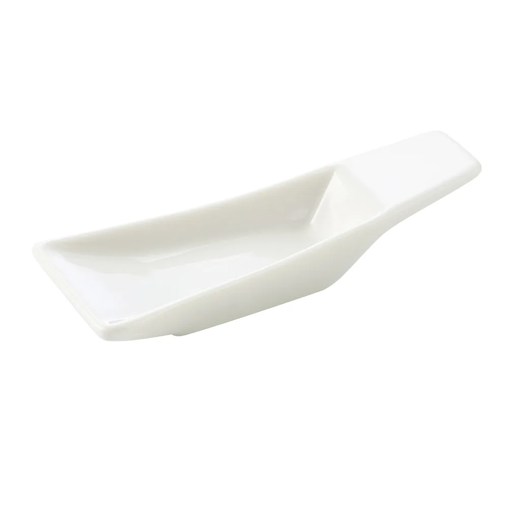 CAC China PTS-35 Soup Spoon, 3‑3/4" L x 1‑1/2" W x 1" H, Porcelain, White, Dishwasher Safe - 1 Dozen