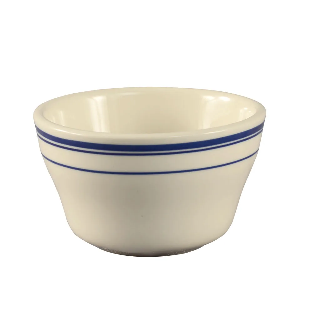 CAC China BLU-4 - Blue Line Bouillon Cup, 7-1/4 oz, 4" Dia x 2.5" H, Ceramic, Safe - 1 Dozen