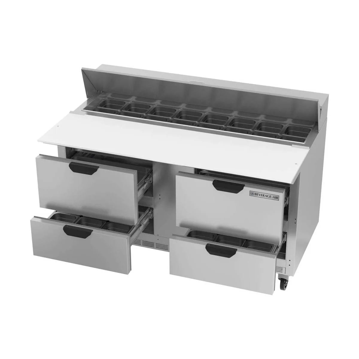 Beverage Air SPED60HC-16C-4 60" Two Section Sandwich/Salad Prep Table w/ 4 Drawers, 16 Pans
